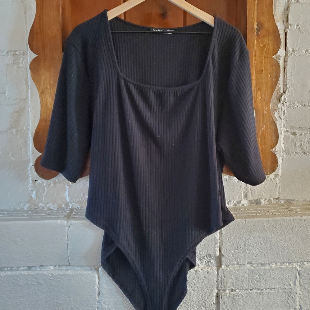 Square Neck Ribbed Bodysuit